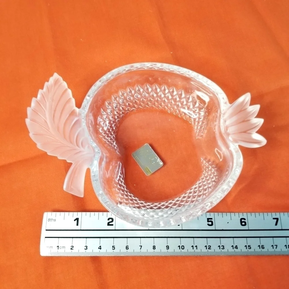 Vintage Mikasa Glass Crystal Textured Frosted Apple  Candy Dish Bowl, Germany